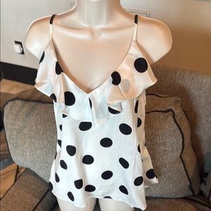Banana Republic Ruffled Black and White Camisole